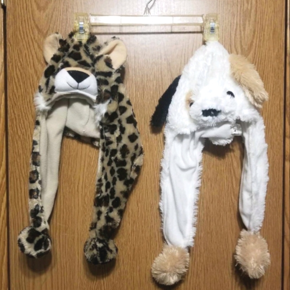2 Animal Animal Beanie Hats EUC